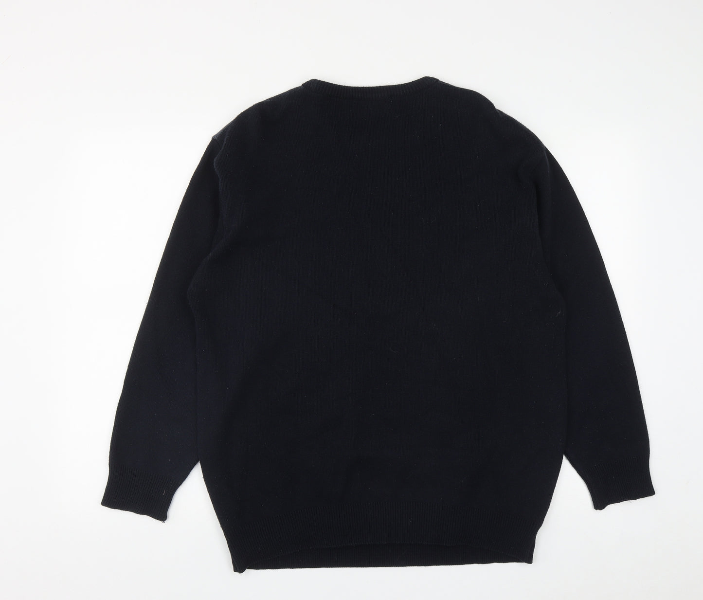 Greenwoods Mens Blue Round Neck Plaid Acrylic Pullover Jumper Size L