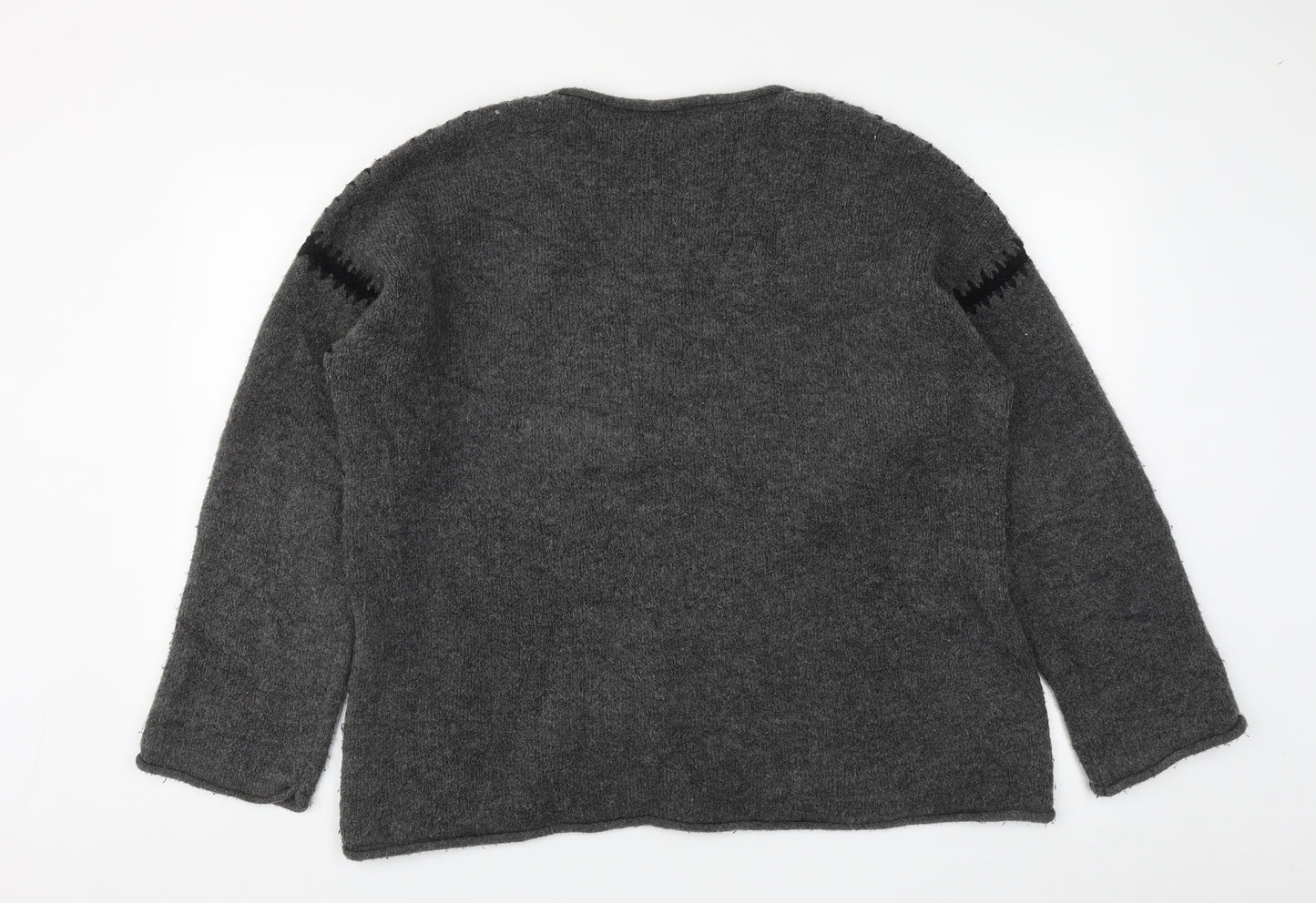 Zara Knit Womens Grey Round Neck  Acrylic Pullover Jumper Size M