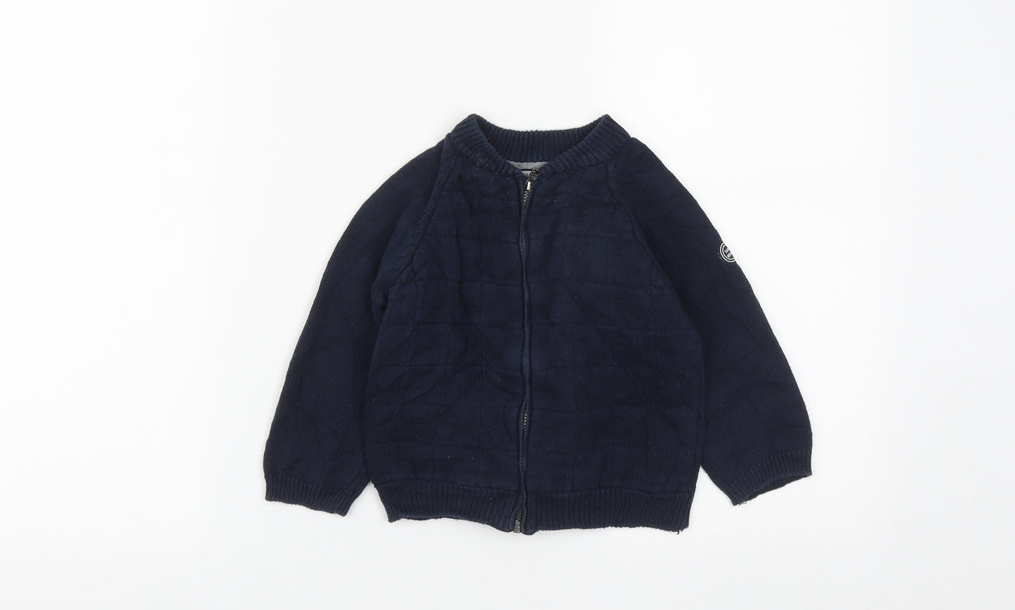 Zara Boys Blue Round Neck  Polyester Cardigan Jumper Size 2-3 Years  Zip