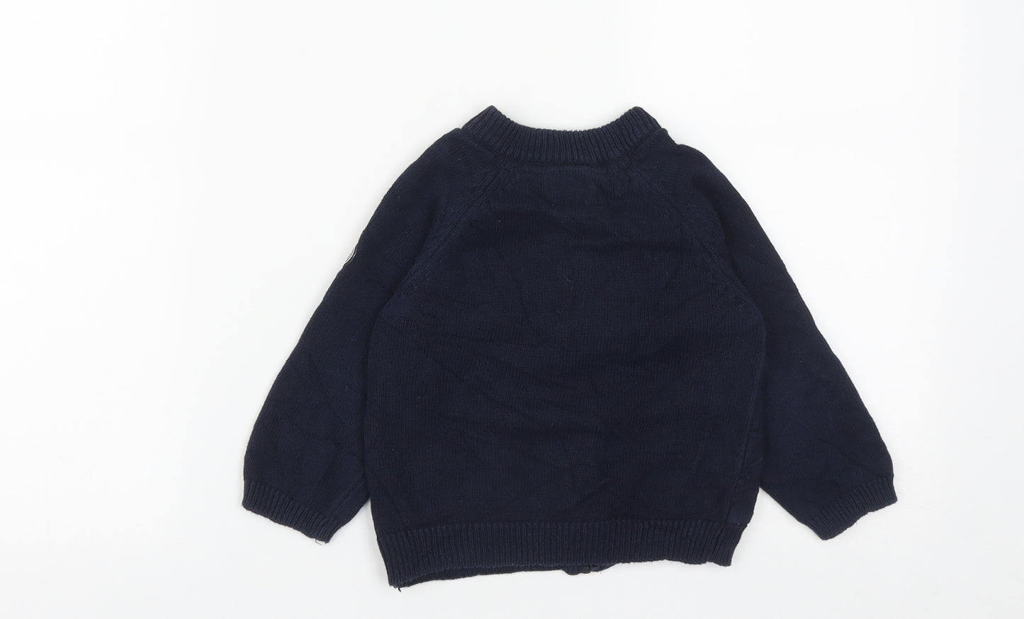 Zara Boys Blue Round Neck  Polyester Cardigan Jumper Size 2-3 Years  Zip