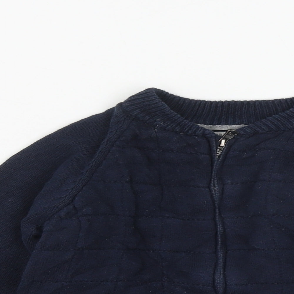 Zara Boys Blue Round Neck  Polyester Cardigan Jumper Size 2-3 Years  Zip