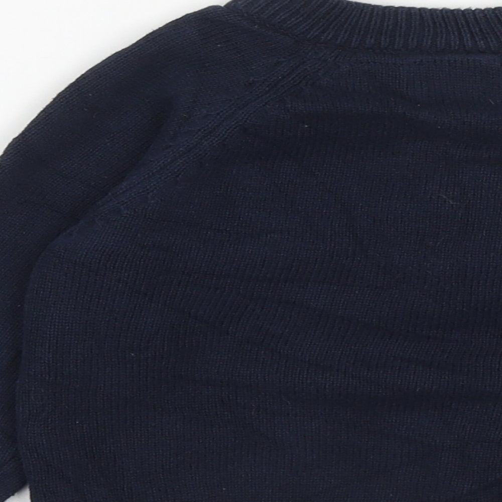 Zara Boys Blue Round Neck  Polyester Cardigan Jumper Size 2-3 Years  Zip