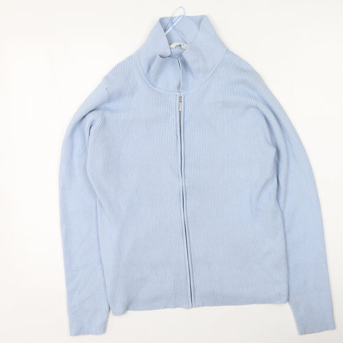 Primark  Womens Blue High Neck  Viscose Full Zip Jumper Size XL
