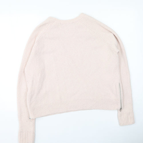 French Connection Womens Pink Round Neck  Polyester Pullover Jumper Size M
