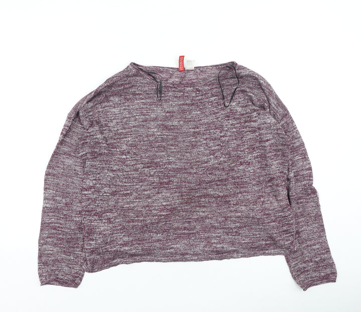 Divided Womens Purple Round Neck Polyester Pullover Jumper Size M