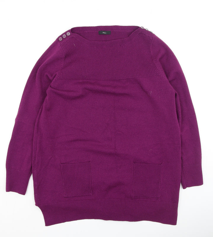 M&Co Womens Pink  Acrylic Pullover Sweatshirt Size 14