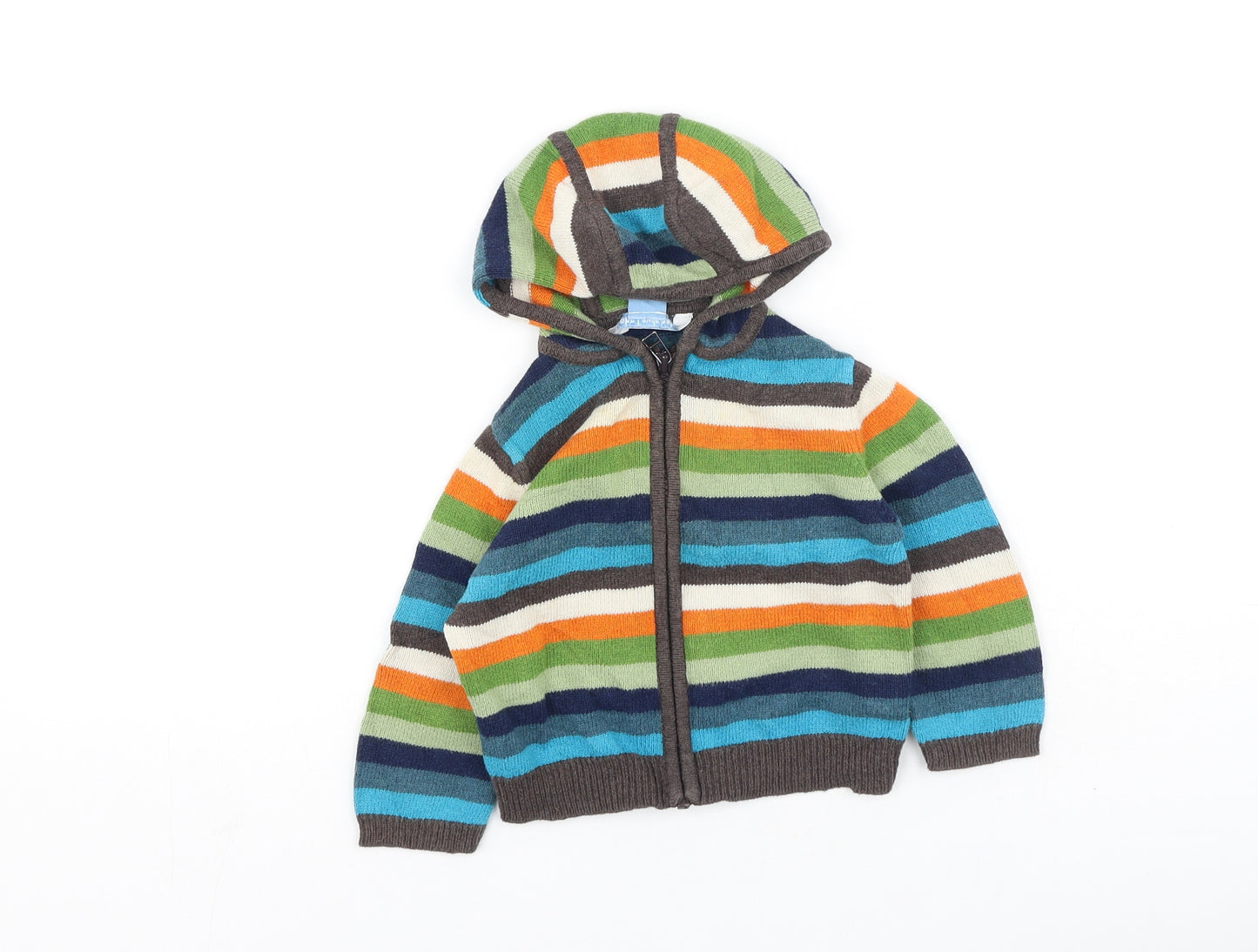 John Lewis Boys Multicoloured Striped Cotton Full Zip Jumper Size 12-18 Months