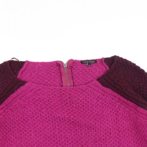 River Island  Womens Multicoloured Round Neck  Acrylic Pullover Jumper Size 10