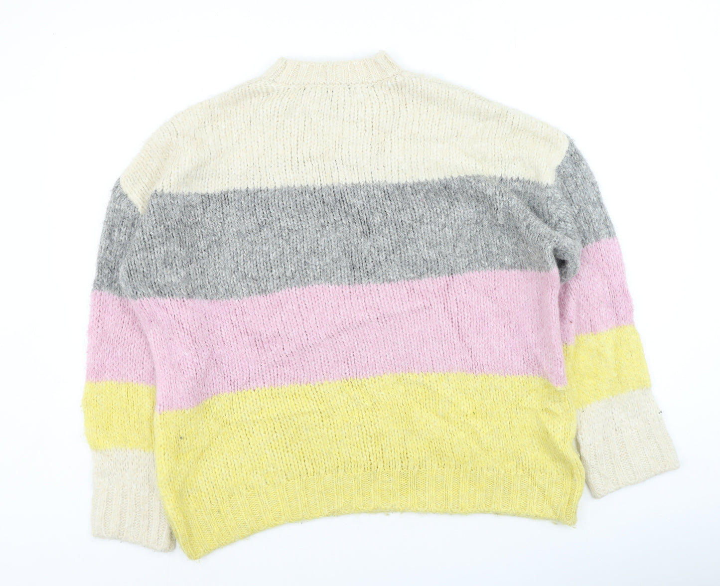 New Look Womens Multicoloured Round Neck Striped Acrylic Pullover Jumper Size S
