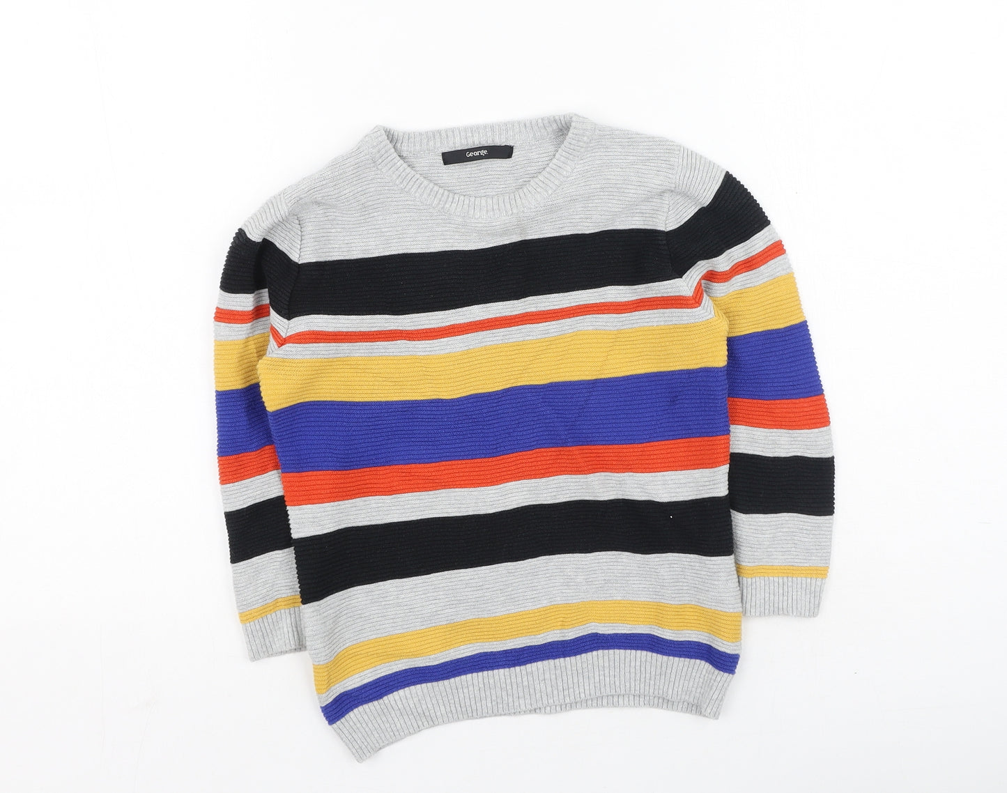 George  Boys Multicoloured Striped Cotton Pullover Sweatshirt Size 14 Years