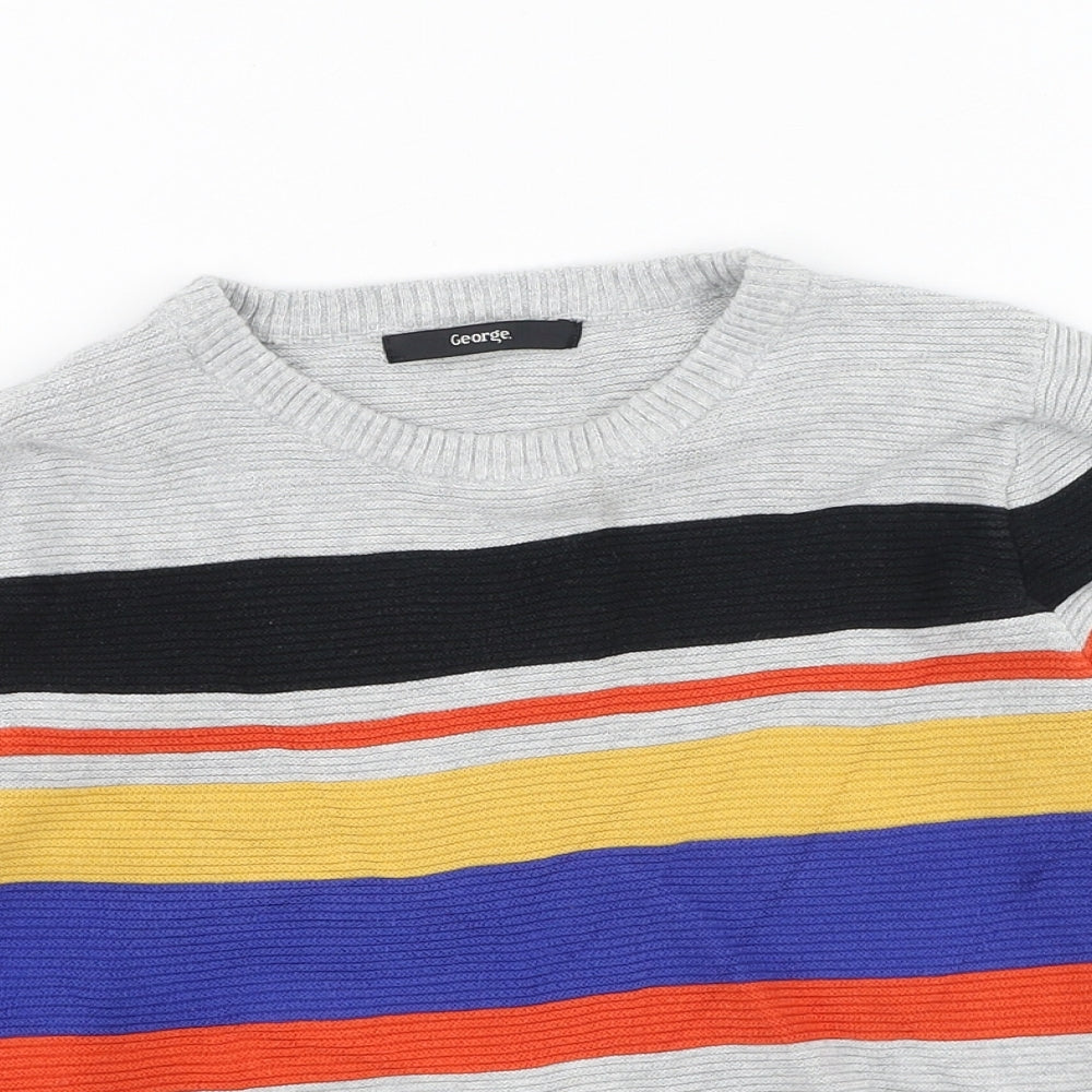 George  Boys Multicoloured Striped Cotton Pullover Sweatshirt Size 14 Years