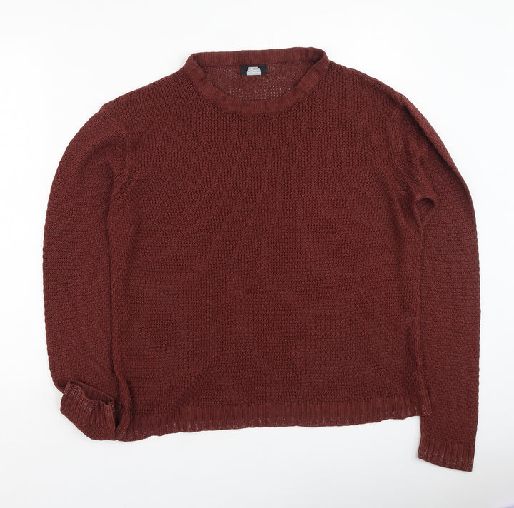 F&F Womens Brown Round Neck Acrylic Pullover Jumper Size M