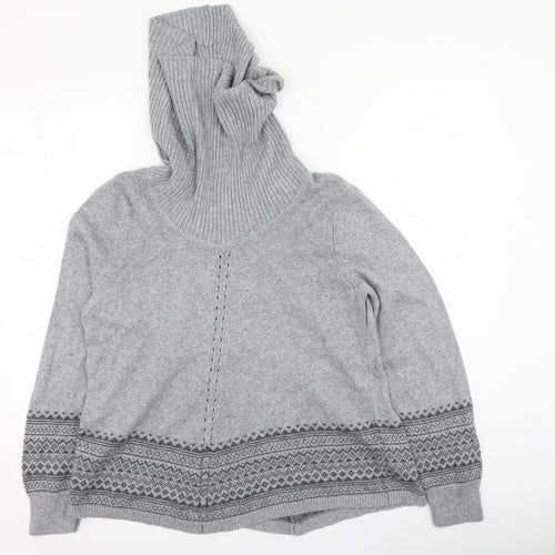 BHS Womens Grey High Neck Geometric Viscose Pullover Jumper Size 16