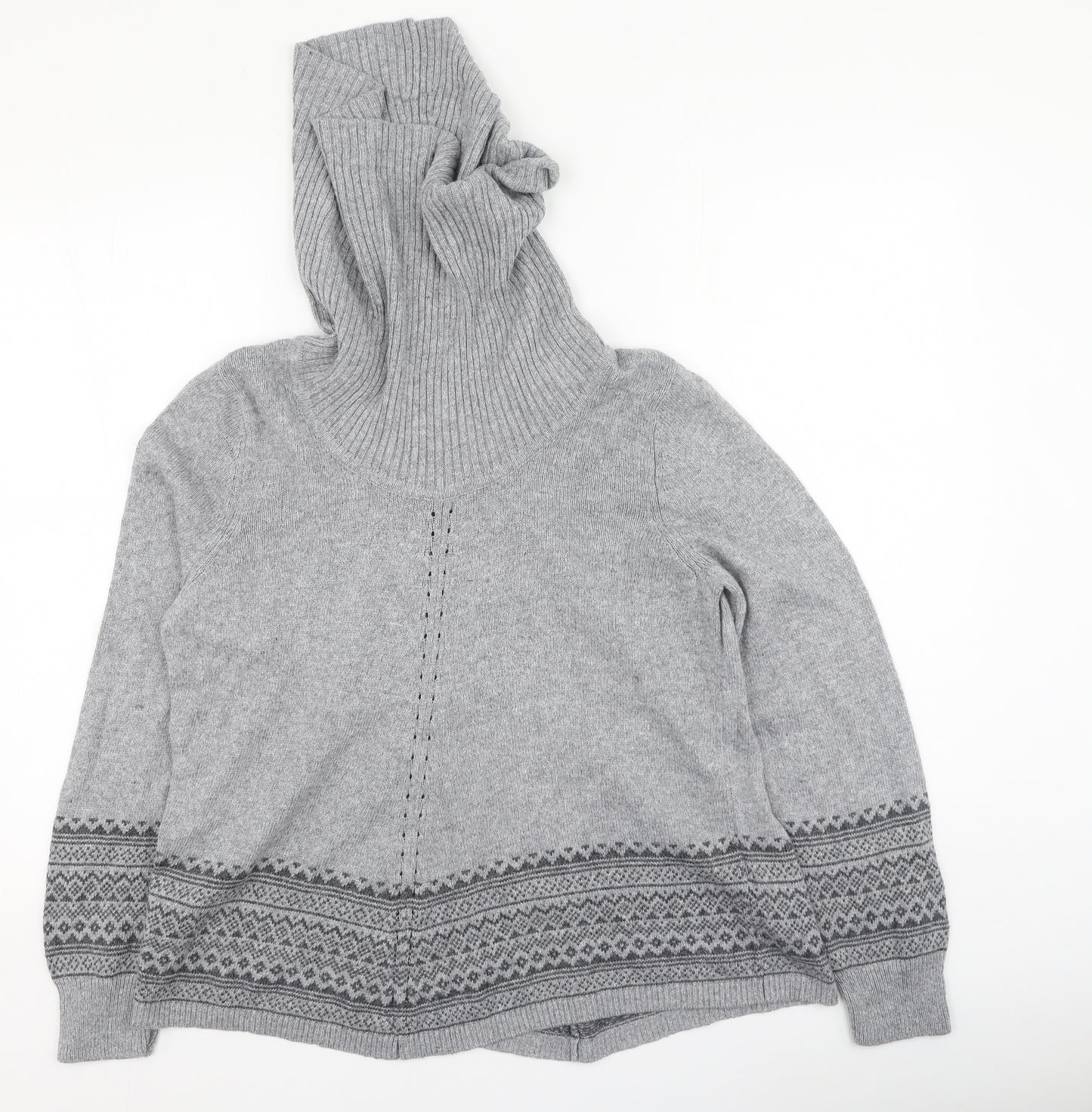 BHS Womens Grey High Neck Geometric Viscose Pullover Jumper Size 16