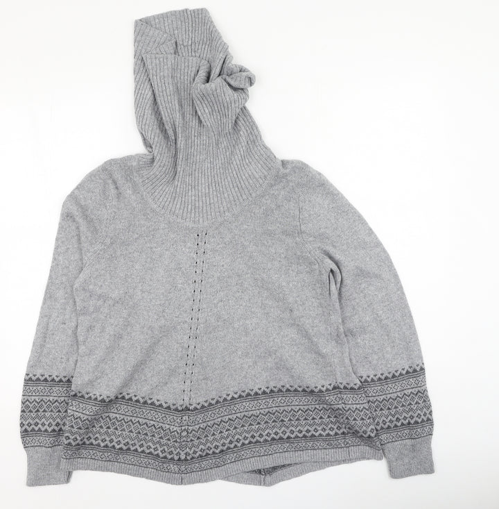 BHS Womens Grey High Neck Geometric Viscose Pullover Jumper Size 16