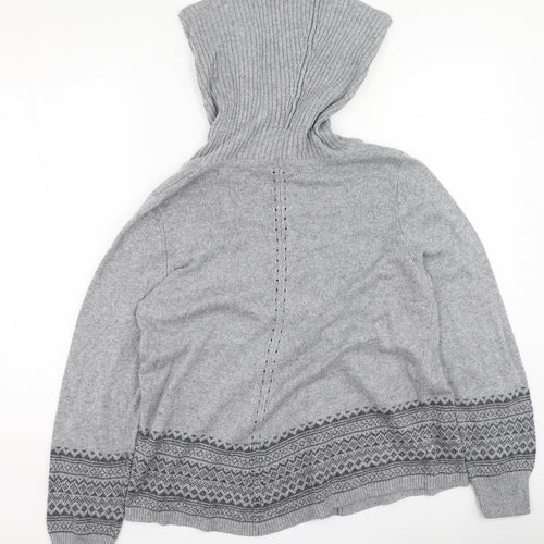 BHS Womens Grey High Neck Geometric Viscose Pullover Jumper Size 16