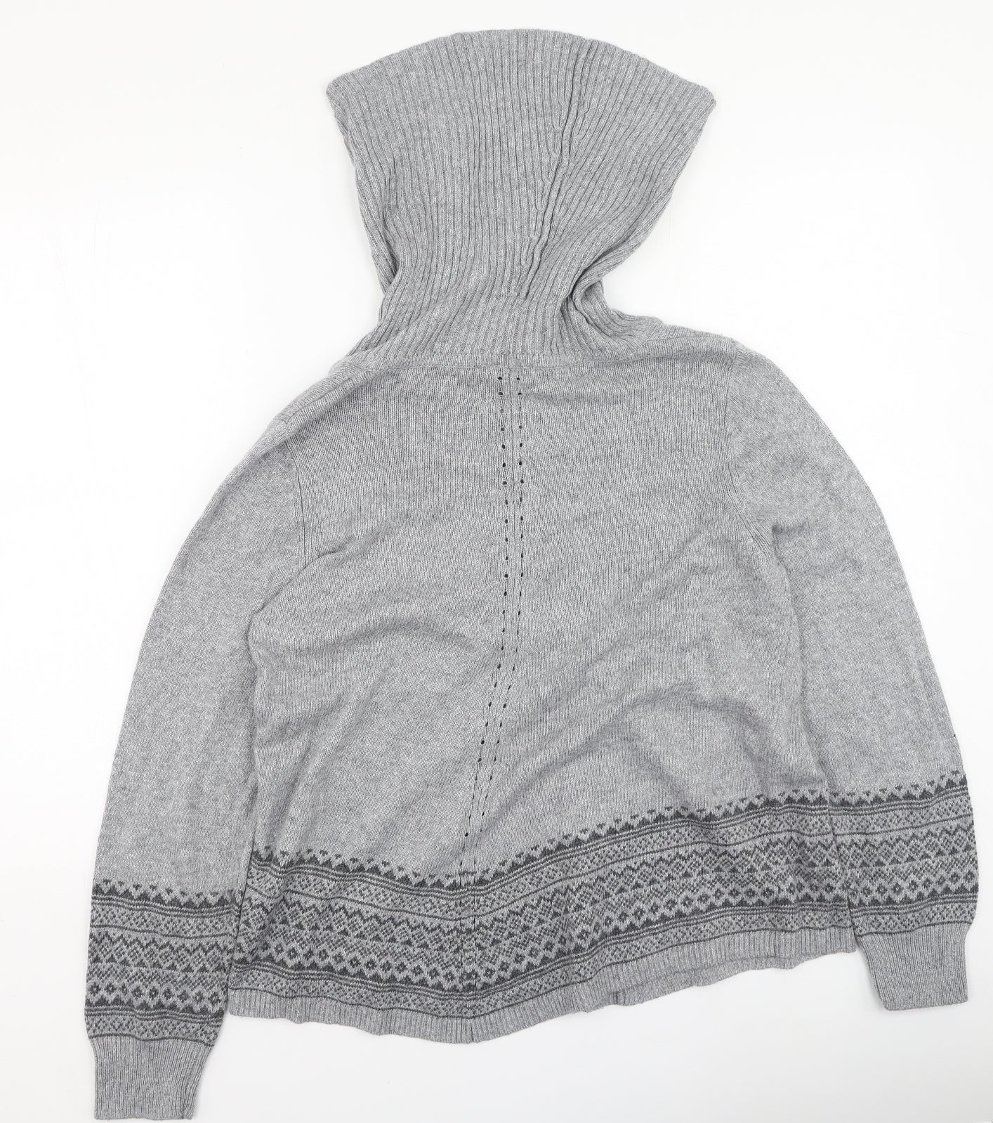 BHS Womens Grey High Neck Geometric Viscose Pullover Jumper Size 16