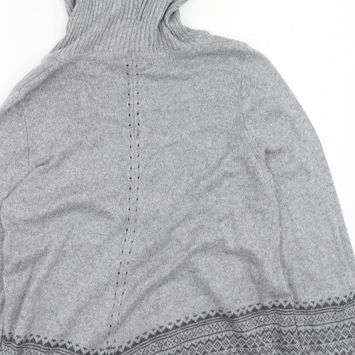 BHS Womens Grey High Neck Geometric Viscose Pullover Jumper Size 16
