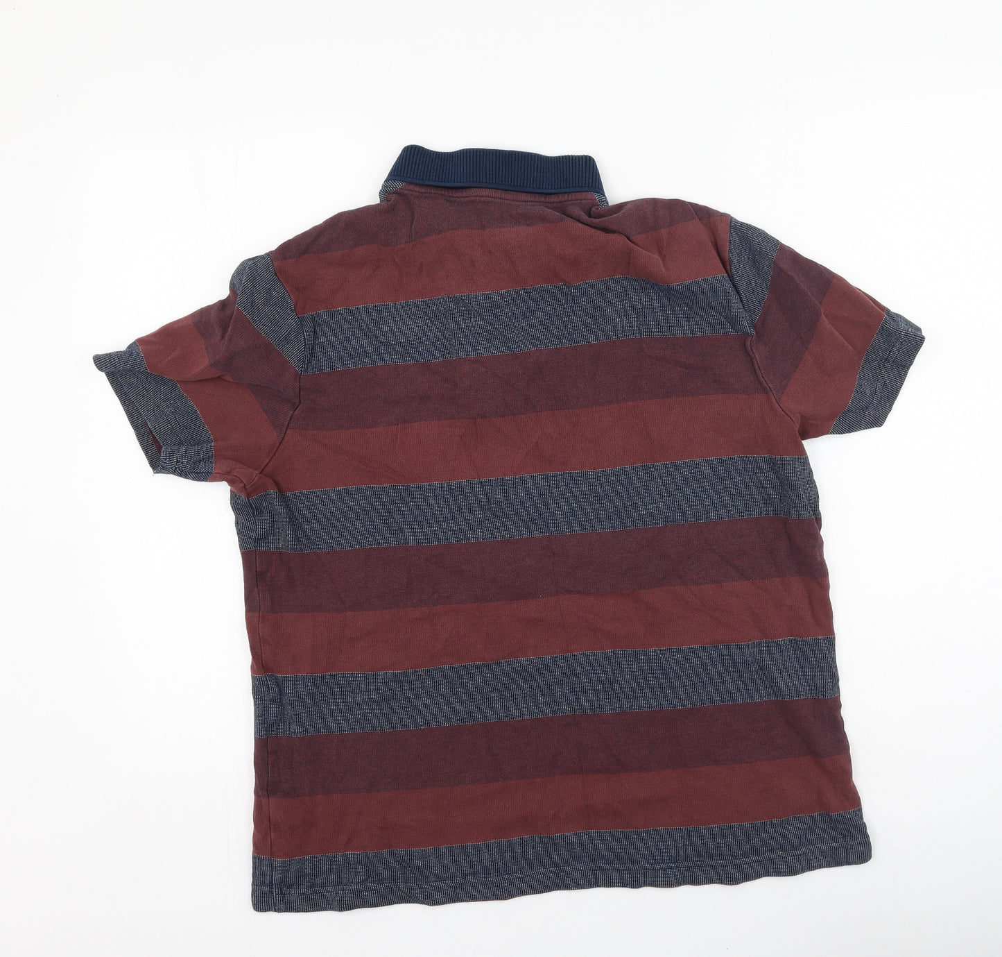 Marks and Spencer Mens Multicoloured Striped Cotton  Polo Size L Collared