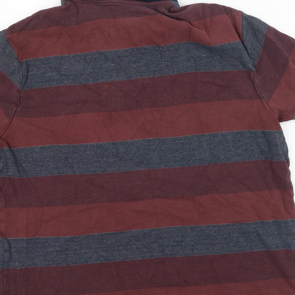 Marks and Spencer Mens Multicoloured Striped Cotton  Polo Size L Collared