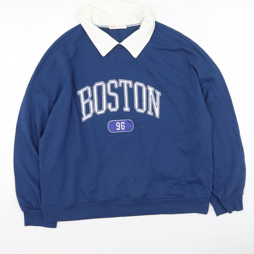 ROMWE Womens Blue  Polyester Pullover Sweatshirt Size M