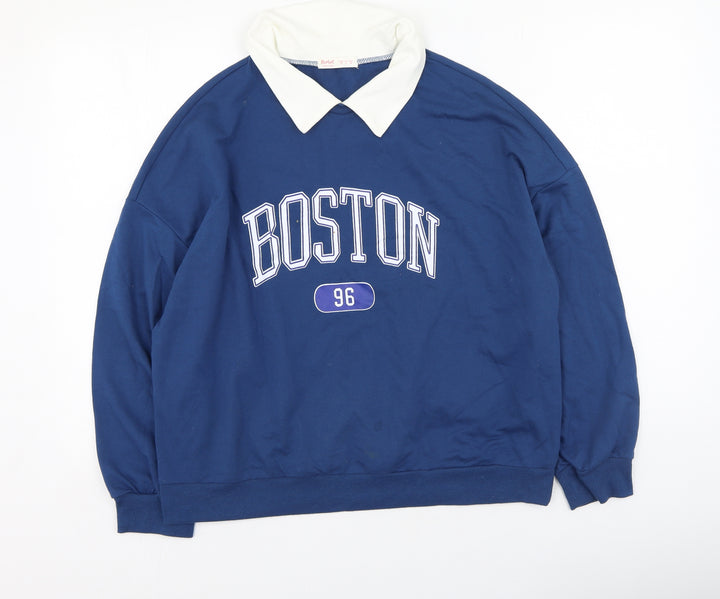 ROMWE Womens Blue  Polyester Pullover Sweatshirt Size M