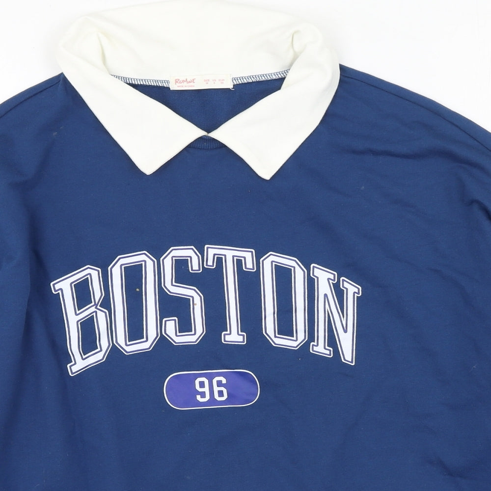 ROMWE Womens Blue  Polyester Pullover Sweatshirt Size M