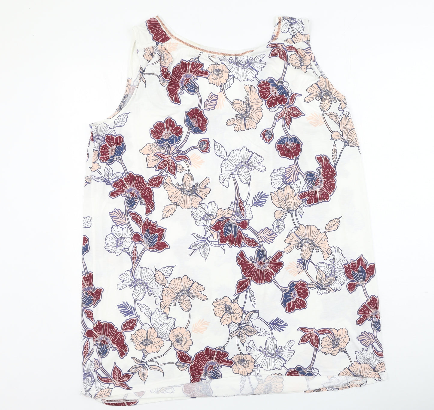 Next  Womens White Floral Cotton Camisole Tank Size 22 Round Neck