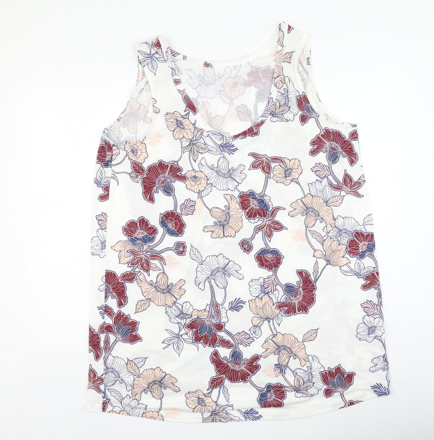 Next  Womens White Floral Cotton Camisole Tank Size 22 Round Neck