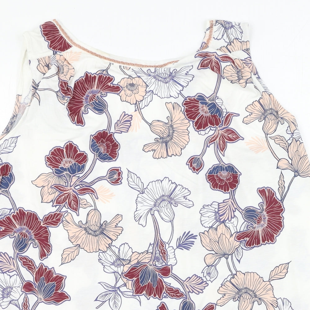 Next  Womens White Floral Cotton Camisole Tank Size 22 Round Neck