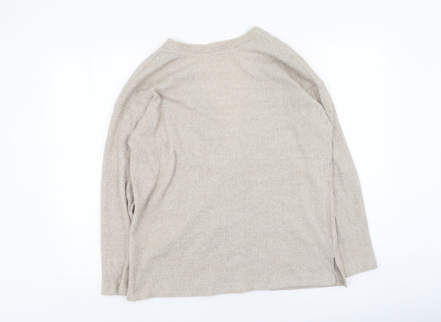 Pep&co  Womens Brown V-Neck  Polyester Cardigan Jumper Size 8
