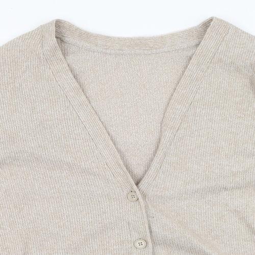 Pep&co  Womens Brown V-Neck  Polyester Cardigan Jumper Size 8