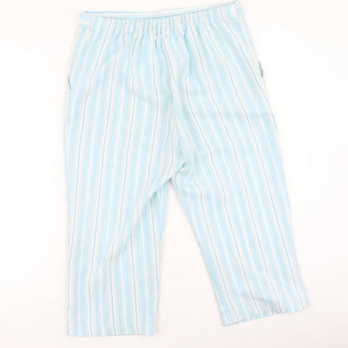 Dixie Womens Blue Striped Polyester Trousers  Size 14 L20 in Regular