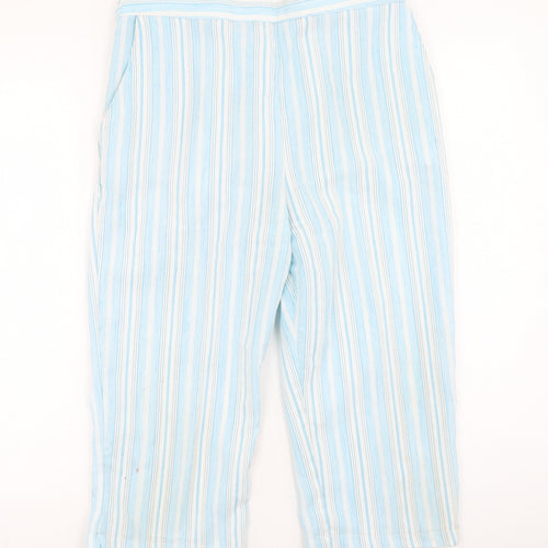 Dixie Womens Blue Striped Polyester Trousers  Size 14 L20 in Regular