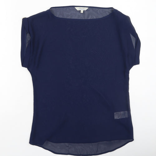 Peacocks Womens Blue  Polyester Basic T-Shirt Size 10 Round Neck