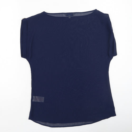 Peacocks Womens Blue  Polyester Basic T-Shirt Size 10 Round Neck