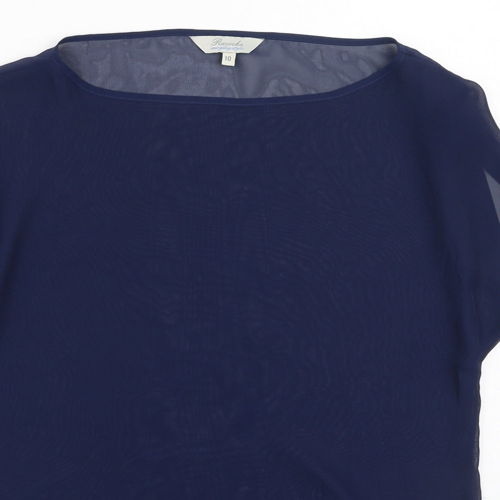 Peacocks Womens Blue  Polyester Basic T-Shirt Size 10 Round Neck