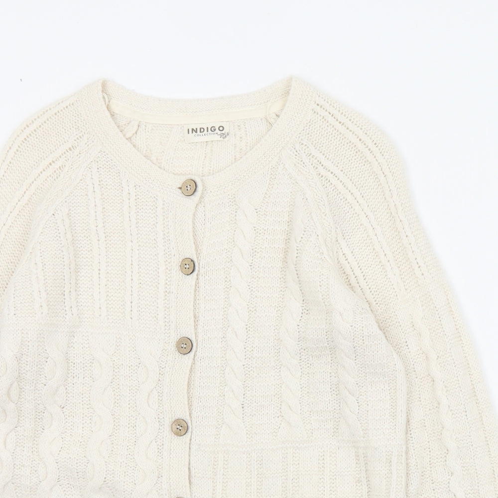Marks and Spencer Womens Ivory Round Neck  Acrylic Cardigan Jumper Size 12