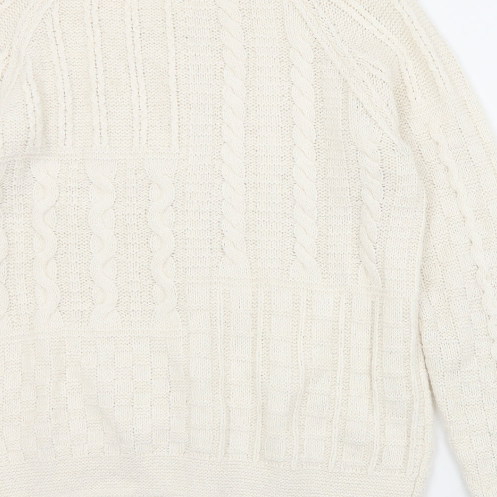 Marks and Spencer Womens Ivory Round Neck  Acrylic Cardigan Jumper Size 12