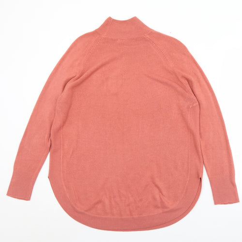 Marks and Spencer Womens Pink Mock Neck  Acrylic Pullover Jumper Size M