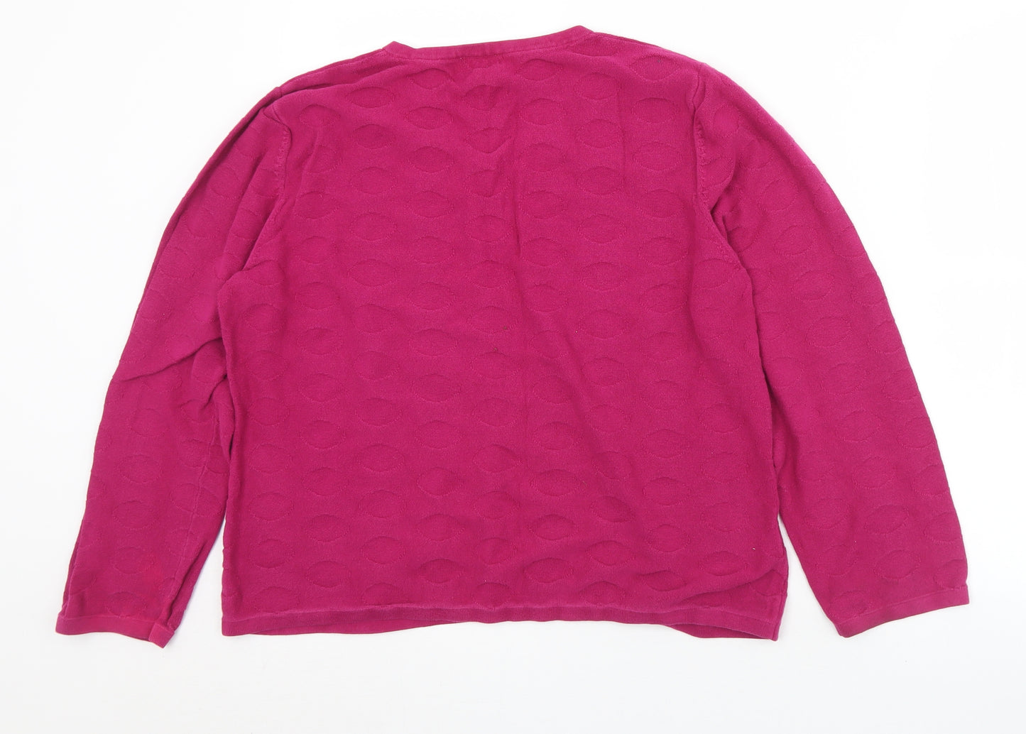 CC Petite Womens Pink V-Neck Geometric Cotton Pullover Jumper Size L