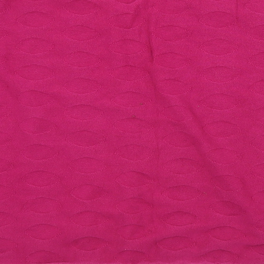 CC Petite Womens Pink V-Neck Geometric Cotton Pullover Jumper Size L
