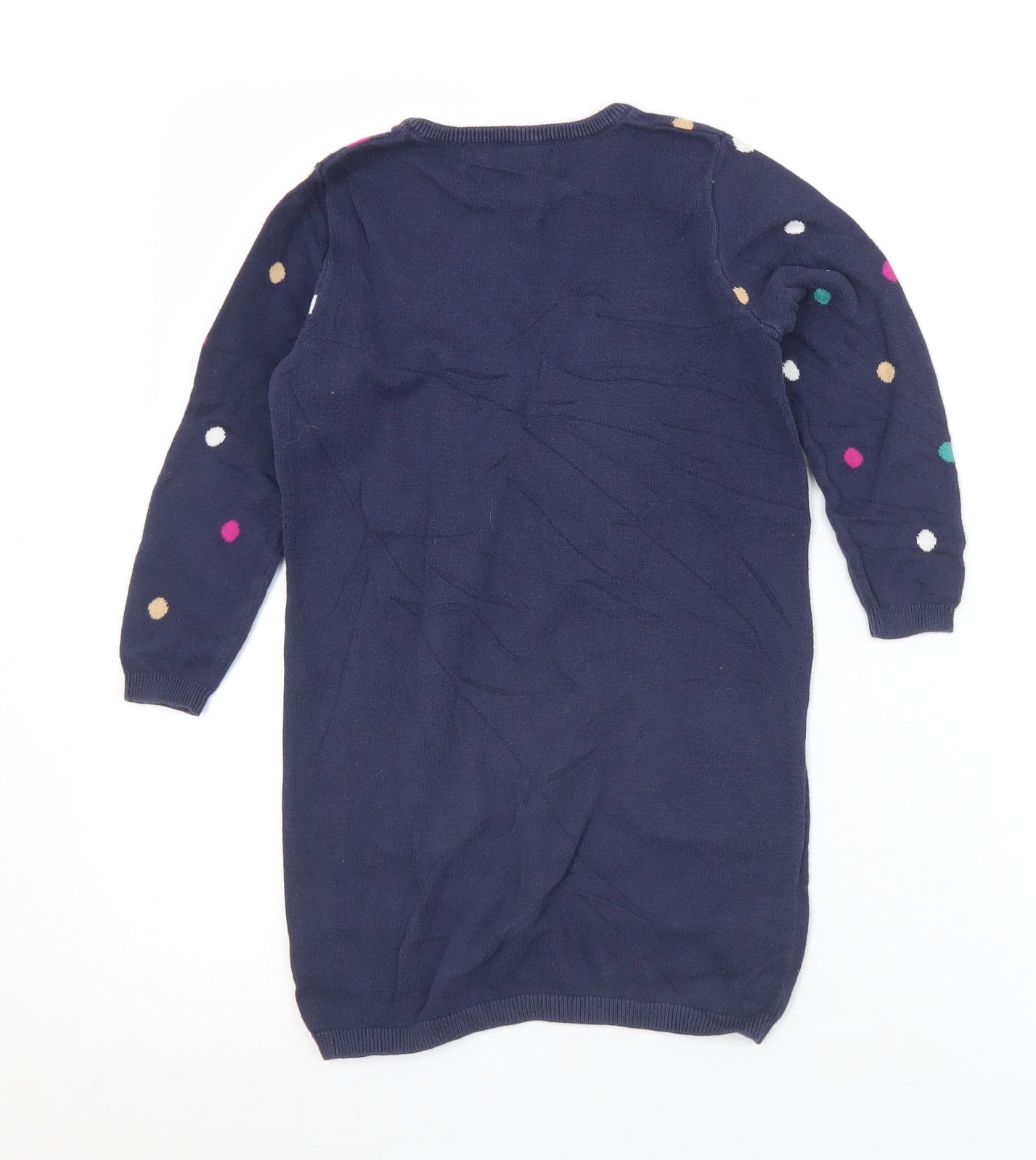George Girls Blue Polka Dot Cotton Jumper Dress  Size 4-5 Years  Crew Neck  - Cat