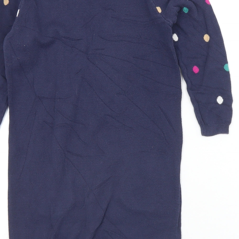 George Girls Blue Polka Dot Cotton Jumper Dress  Size 4-5 Years  Crew Neck  - Cat