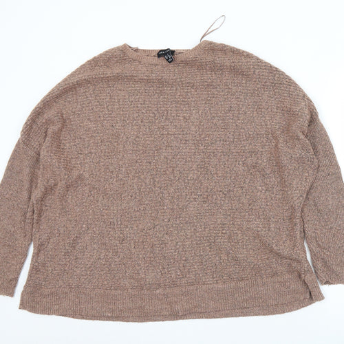 New Look Womens Brown Crew Neck  Acrylic Pullover Jumper Size S   - Oversized
