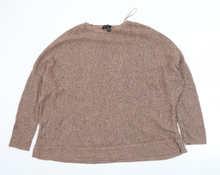 New Look Womens Brown Crew Neck  Acrylic Pullover Jumper Size S   - Oversized