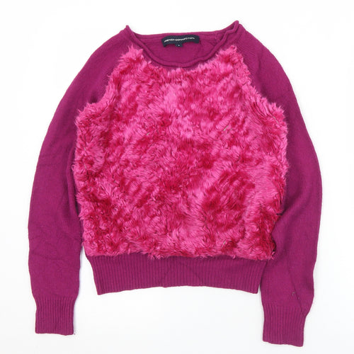 French Connection Womens Purple Round Neck  Modacrylic Pullover Jumper Size S