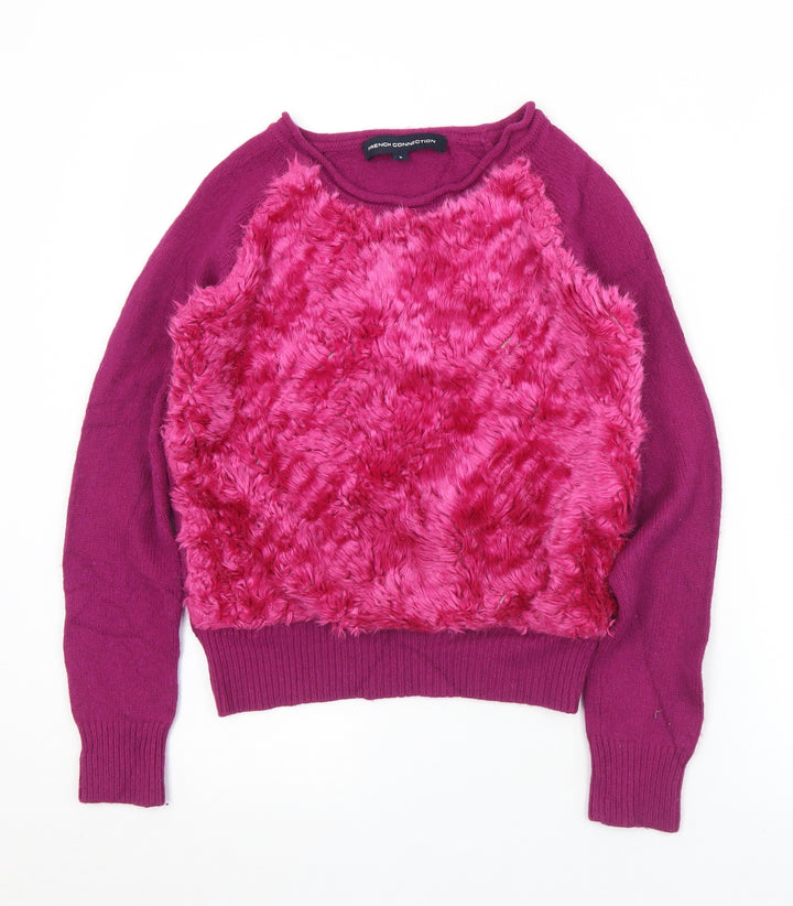 French Connection Womens Purple Round Neck  Modacrylic Pullover Jumper Size S