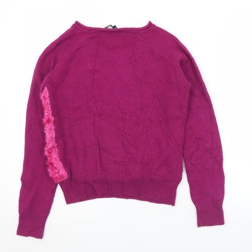 French Connection Womens Purple Round Neck  Modacrylic Pullover Jumper Size S