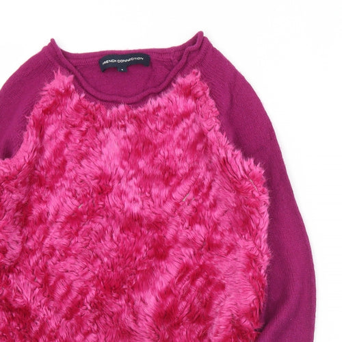 French Connection Womens Purple Round Neck  Modacrylic Pullover Jumper Size S